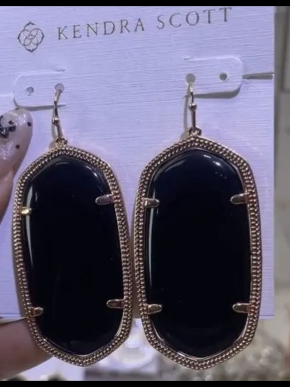 Kendra Scott Large Black and Gold Elle-Style Drop Earrings